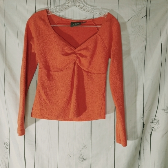 Anthropologie Tops - Maeve Anthropologie Sweetheart Neck Textured Orange Long Sleeve Women's Top